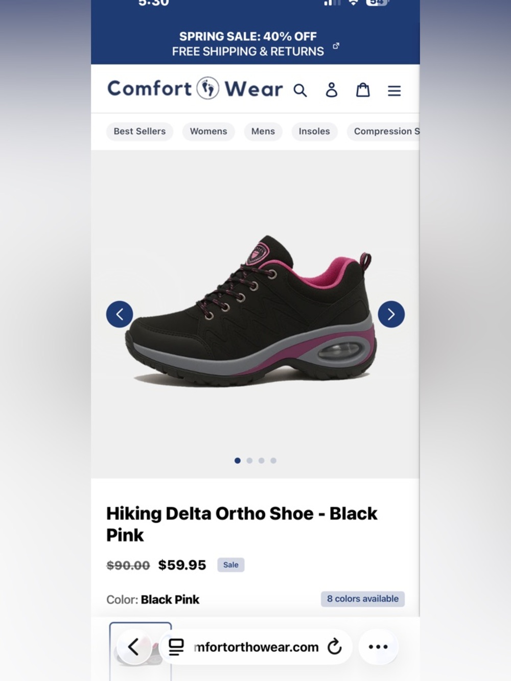 2 Hiking Delta Ortho Shoe - Black / black pink
